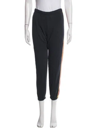 Pre-owned Aviator Nation Striped Embroidered Accent Sweatpants In Blue