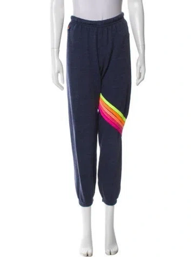 Pre-owned Aviator Nation Striped Embroidered Accent Sweatpants In Blue