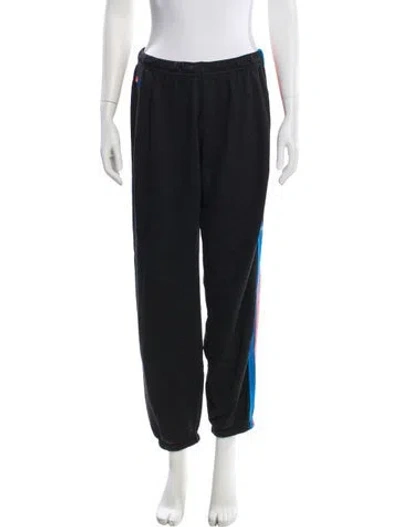 Pre-owned Aviator Nation Striped Embroidered Accent Sweatpants In Gray