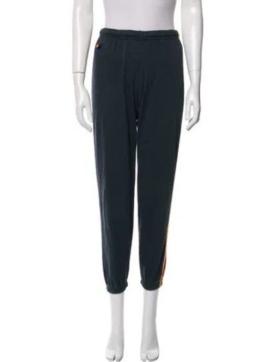 Pre-owned Aviator Nation Striped Embroidered Accent Sweatpants In Gray