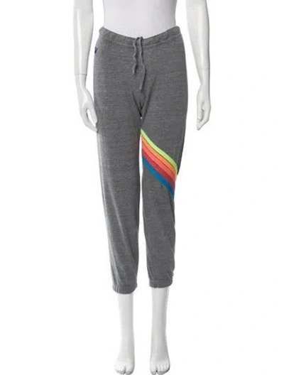 Pre-owned Aviator Nation Striped Embroidered Accent Sweatpants In Gray