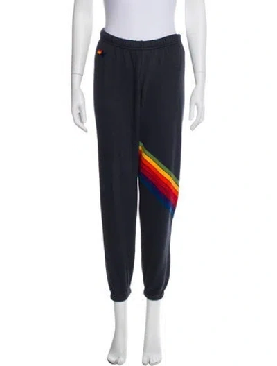 Pre-owned Aviator Nation Striped Embroidered Accent Sweatpants In Gray