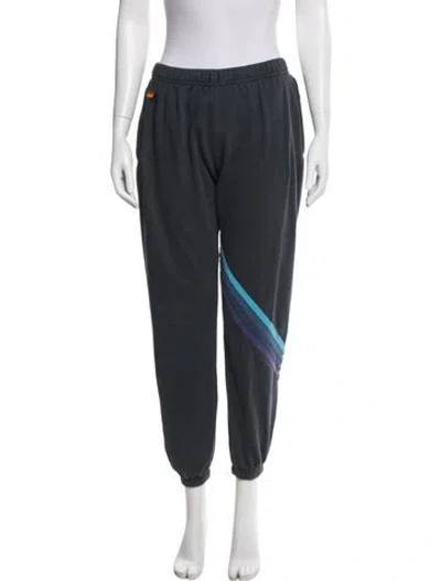 Pre-owned Aviator Nation Striped Embroidered Accent Sweatpants In Gray