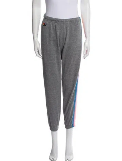 Pre-owned Aviator Nation Striped Embroidered Accent Sweatpants In Gray