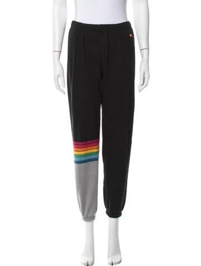 Pre-owned Aviator Nation Striped Embroidered Accent Sweatpants In Gray