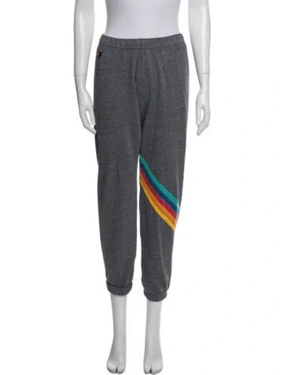 Pre-owned Aviator Nation Striped Embroidered Accent Sweatpants In Gray