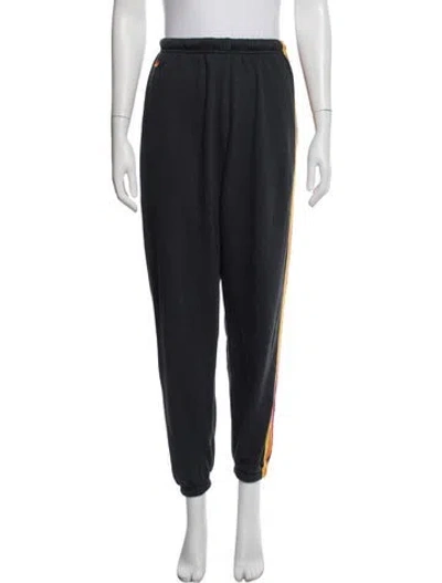 Pre-owned Aviator Nation Striped Embroidered Accent Sweatpants In Gray