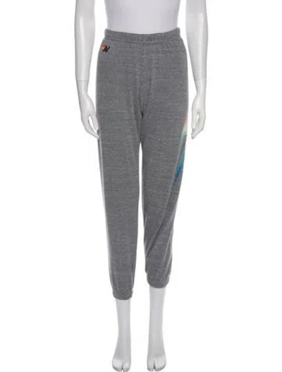 Pre-owned Aviator Nation Striped Embroidered Accent Sweatpants In Gray
