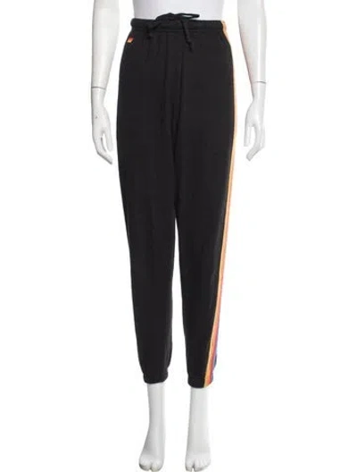 Pre-owned Aviator Nation Striped Embroidered Accent Sweatpants In Gray