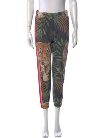 Pre-owned Aviator Nation Striped Embroidered Accent Sweatpants In Green