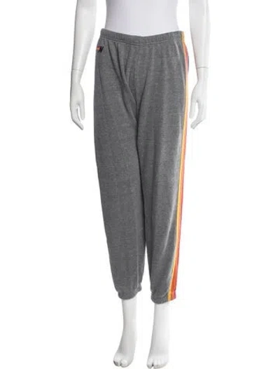 Pre-owned Aviator Nation Striped Embroidered Accent Sweatpants In Grey