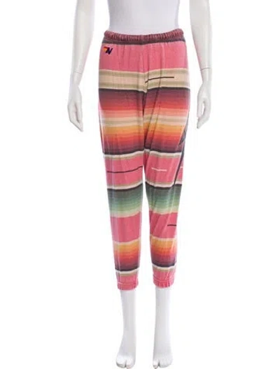 Pre-owned Aviator Nation Striped Embroidered Accent Sweatpants In Multi
