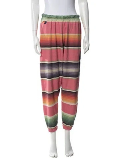 Pre-owned Aviator Nation Striped Embroidered Accent Sweatpants In Multi