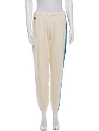 Pre-owned Aviator Nation Striped Embroidered Accent Sweatpants In Neutral