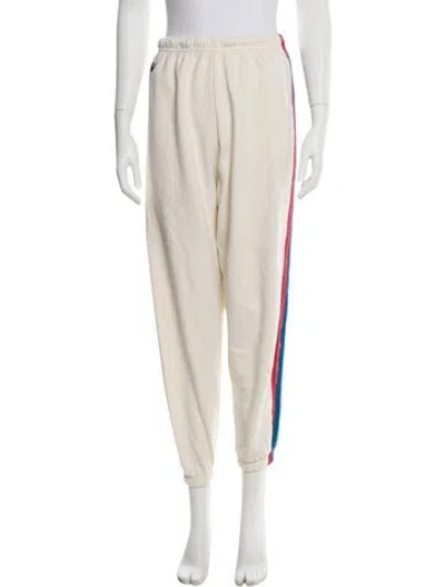 Pre-owned Aviator Nation Striped Embroidered Accent Sweatpants In Neutral