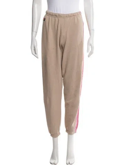 Pre-owned Aviator Nation Striped Embroidered Accent Sweatpants In Neutral