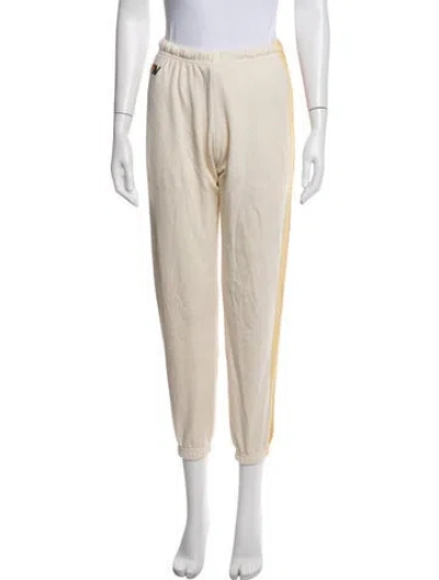 Pre-owned Aviator Nation Striped Embroidered Accent Sweatpants In Neutrals
