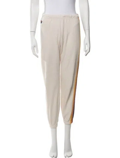 Pre-owned Aviator Nation Striped Embroidered Accent Sweatpants In Neutrals