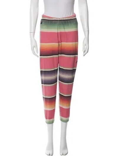Pre-owned Aviator Nation Striped Embroidered Accent Sweatpants In Pink