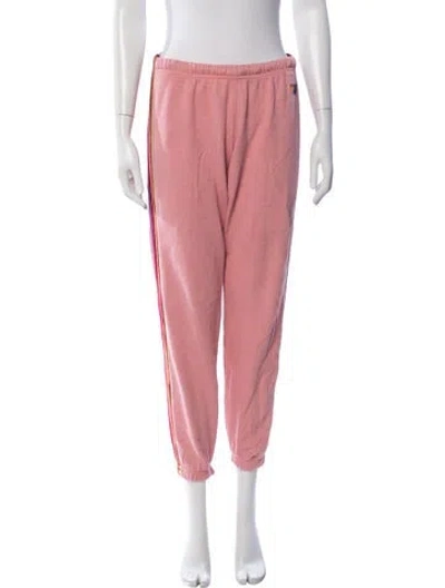 Pre-owned Aviator Nation Striped Embroidered Accent Sweatpants In Pink