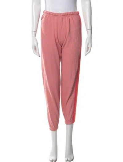 Pre-owned Aviator Nation Striped Embroidered Accent Sweatpants In Pink