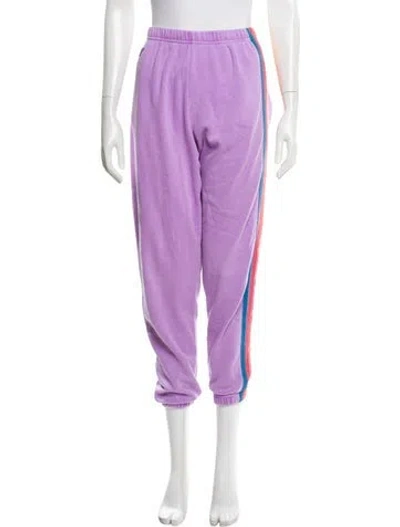 Pre-owned Aviator Nation Striped Embroidered Accent Sweatpants In Purple