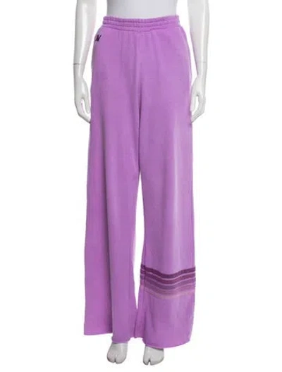 Pre-owned Aviator Nation Striped Embroidered Accent Sweatpants In Purple