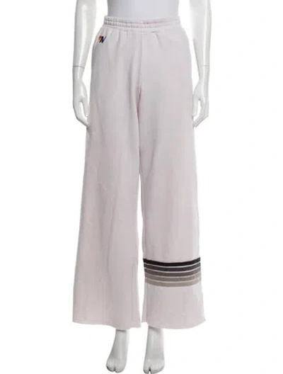 Pre-owned Aviator Nation Striped Embroidered Accent Sweatpants In Purple