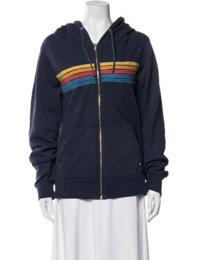 Pre-owned Aviator Nation Striped Jacket In Blue