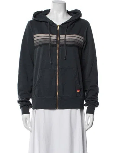Pre-owned Aviator Nation Striped Jacket In Blue