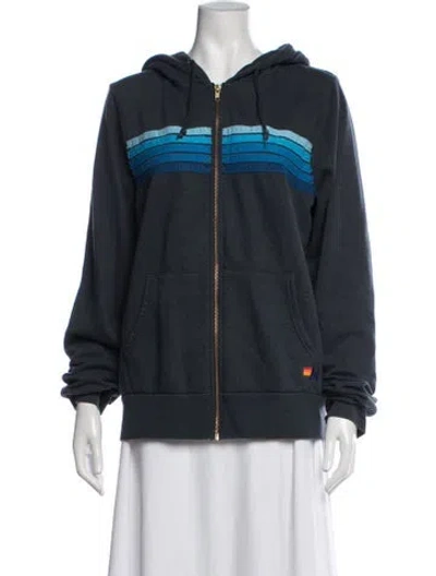 Pre-owned Aviator Nation Striped Jacket In Blue