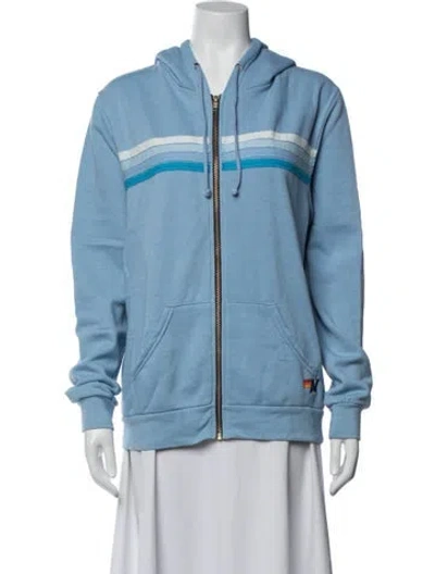 Pre-owned Aviator Nation Striped Jacket In Blue