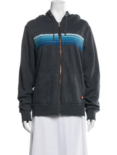 Pre-owned Aviator Nation Striped Jacket In Blue