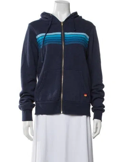 Pre-owned Aviator Nation Striped Jacket In Blue