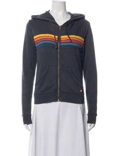 Pre-owned Aviator Nation Striped Jacket In Blue