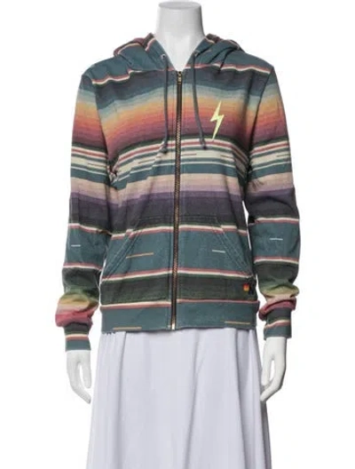 Pre-owned Aviator Nation Striped Jacket In Blue