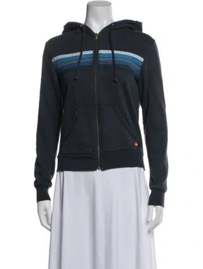 Pre-owned Aviator Nation Striped Jacket In Blue