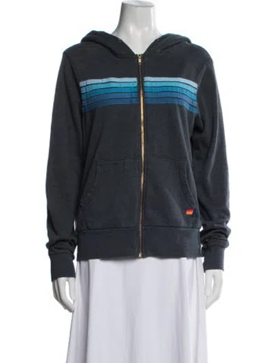 Pre-owned Aviator Nation Striped Jacket In Blue