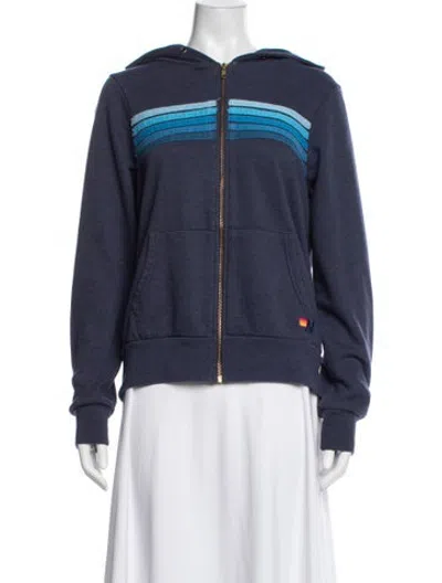 Pre-owned Aviator Nation Striped Jacket In Blue