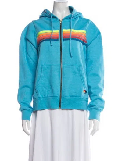 Pre-owned Aviator Nation Striped Jacket In Blue