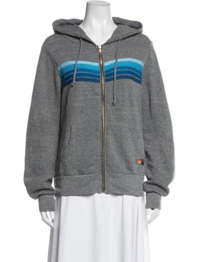 Pre-owned Aviator Nation Striped Jacket In Blue/grey