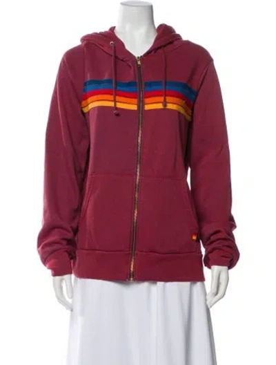 Pre-owned Aviator Nation Striped Jacket In Burgundy