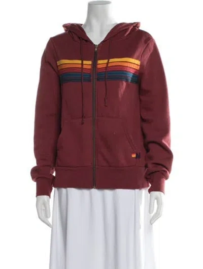 Pre-owned Aviator Nation Striped Jacket In Burgundy