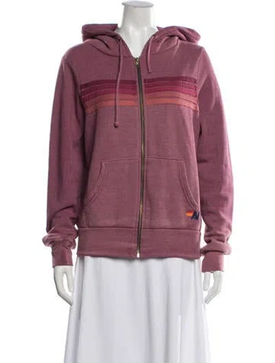 Pre-owned Aviator Nation Striped Jacket In Burgundy