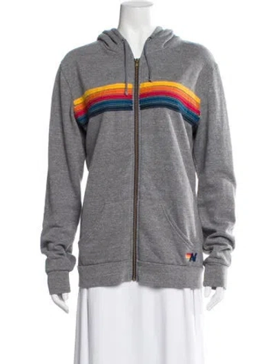 Pre-owned Aviator Nation Striped Jacket In Gray