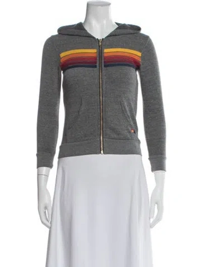 Pre-owned Aviator Nation Striped Jacket In Gray