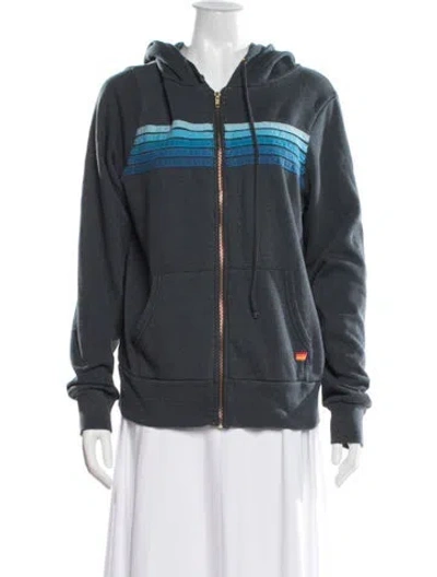 Pre-owned Aviator Nation Striped Jacket In Gray