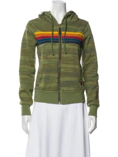 Pre-owned Aviator Nation Striped Jacket In Green