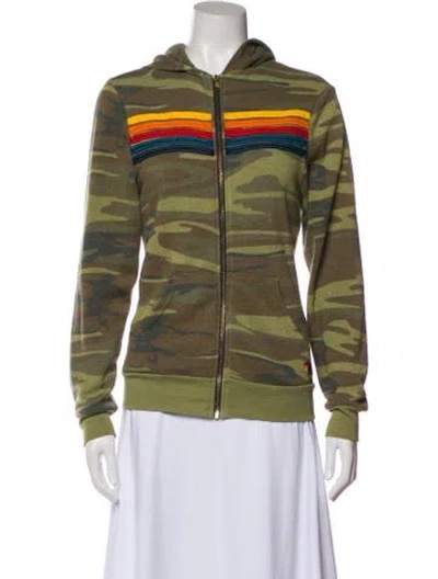 Pre-owned Aviator Nation Striped Jacket In Green