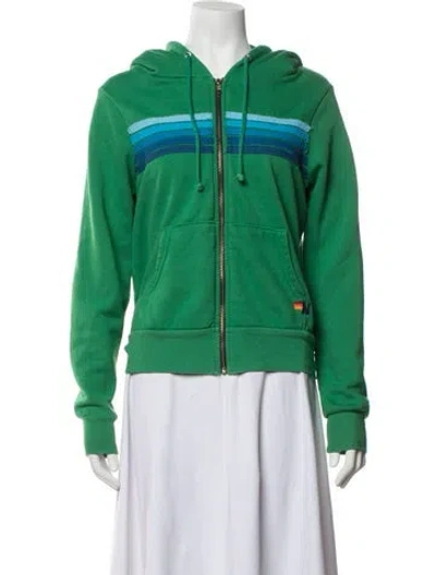 Pre-owned Aviator Nation Striped Jacket In Green